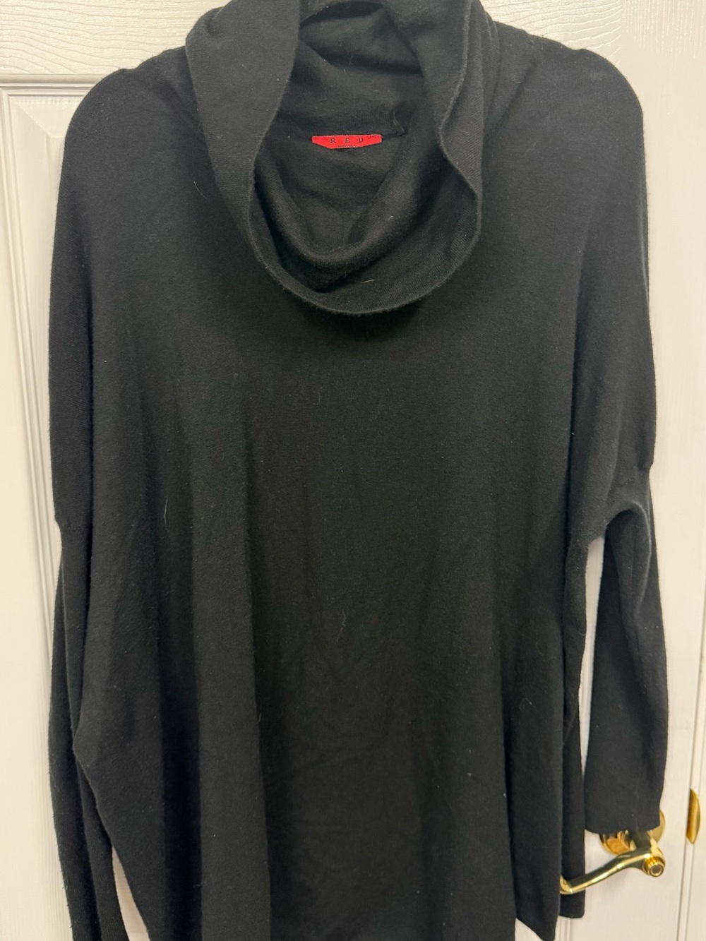 Red Black Women's Cowl Neck Sweater